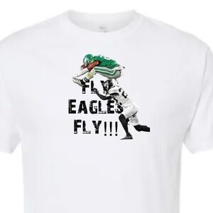 White T-Shirt with Fly Eagles Fly Graphic